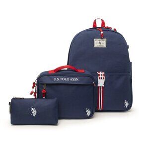 U.S. Polo Assn. 16" Unisex Backpack, Lunch Box, & Pencil Case, Navy